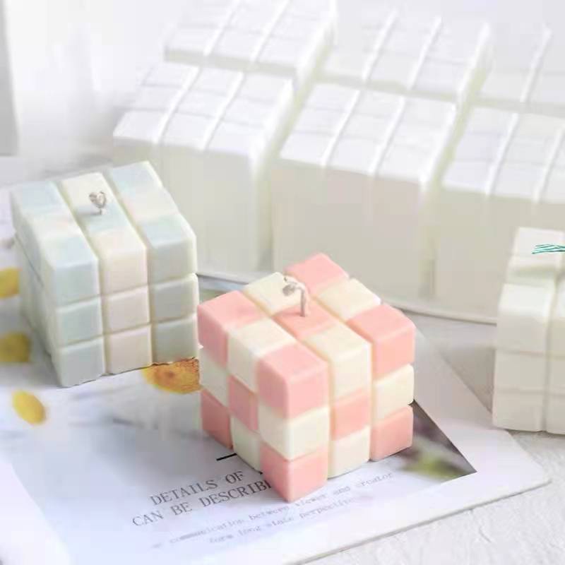 Khuôn Silicone Làm Bánh Mousse/Xà Phòng/Xà Phòng Hình Khối Rubik 3D DIY