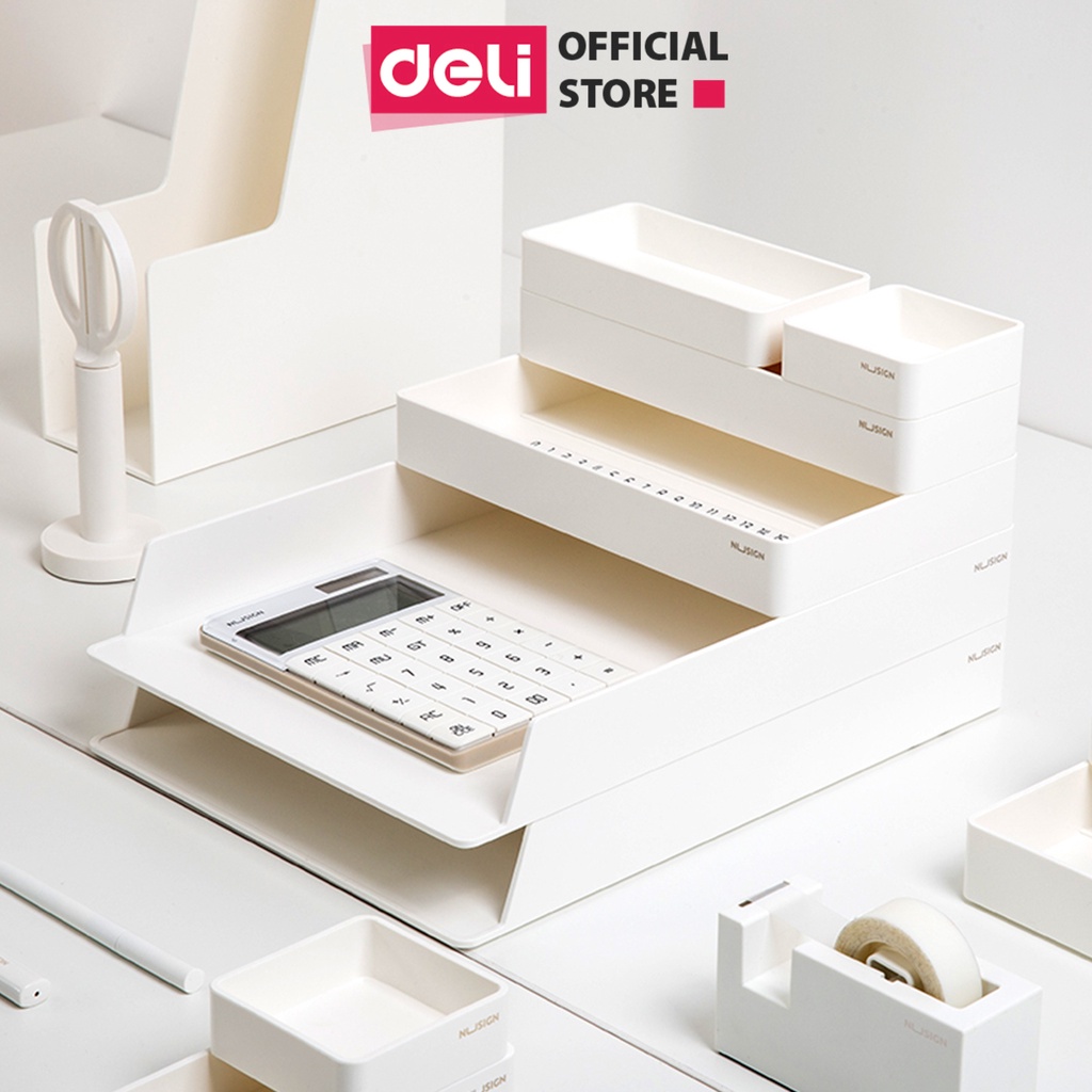 Kệ đựng đồ- sử dụng trong văn phòng, trường học Deli Nusign- thiết kế tối giản, trẻ trung- Trắng/Hồng/Xanh dương - NS001