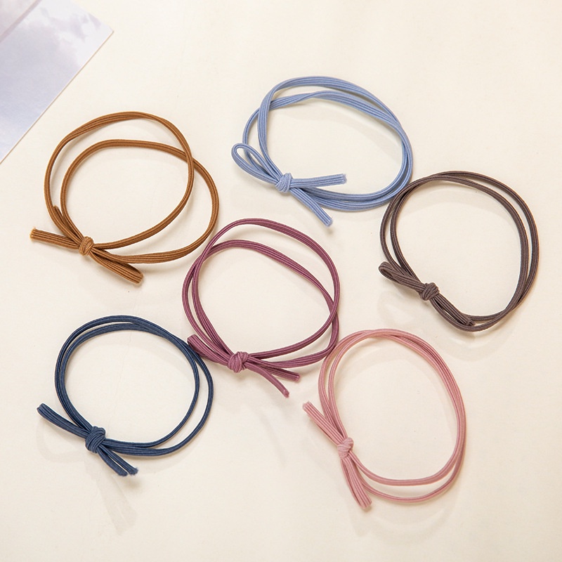 Set 6 dây buộc tóc thắt nơ kiểu giản đơn nhiều màu phong cách Hàn Quốc thời trang