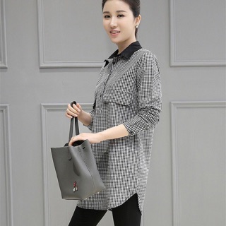 Áo caro cổ sơ mi đen hn2577
