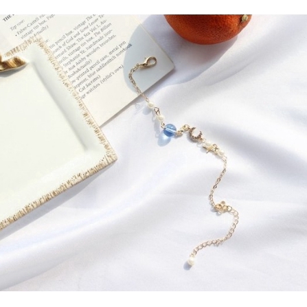 Vòng tay mặt hình trăng sao xâu hạt phong cách Hàn Quốc xinh xắn