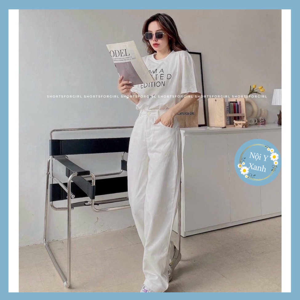 Quần jeans nữ ống rộng quốc dân dáng xuông white color mặc tới trường đi làm việc dễ phối đồ kết hợp noiyxanh hot t