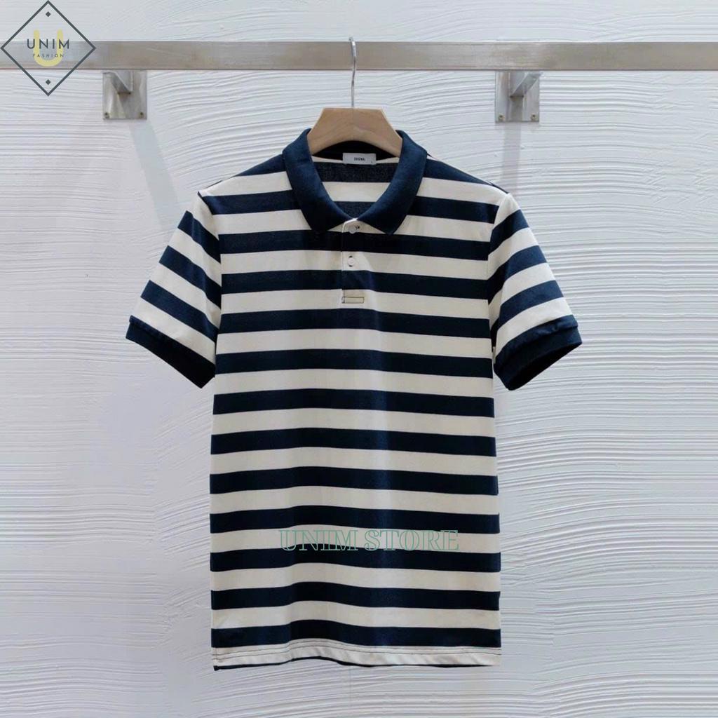 Áo Polo Nam Local Brand Unim Store Vải Cá Sấu CVC Thông Hơi Thoáng Khi Họa Tiết Kẻ Ngang Lạ Mắt - P01