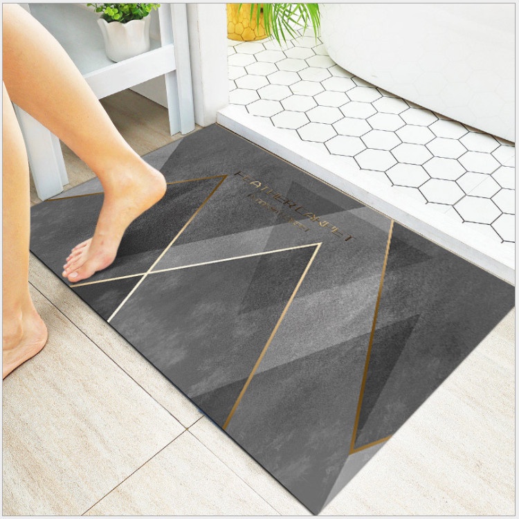 Thảm Lau Chân Chùi Chân Silicon trải sàn vân đá siêu thấm hút nước phòng tắm chống trượt cao cấp đế cao su chất siêu dày