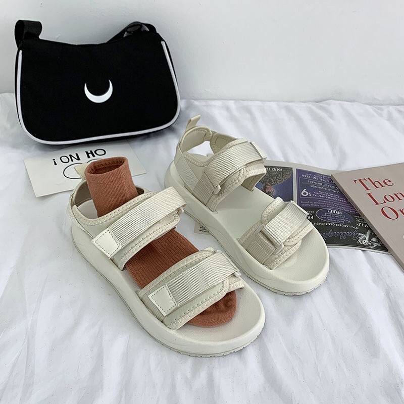 Sandal basic đế cao 2 màu đi học cực thích