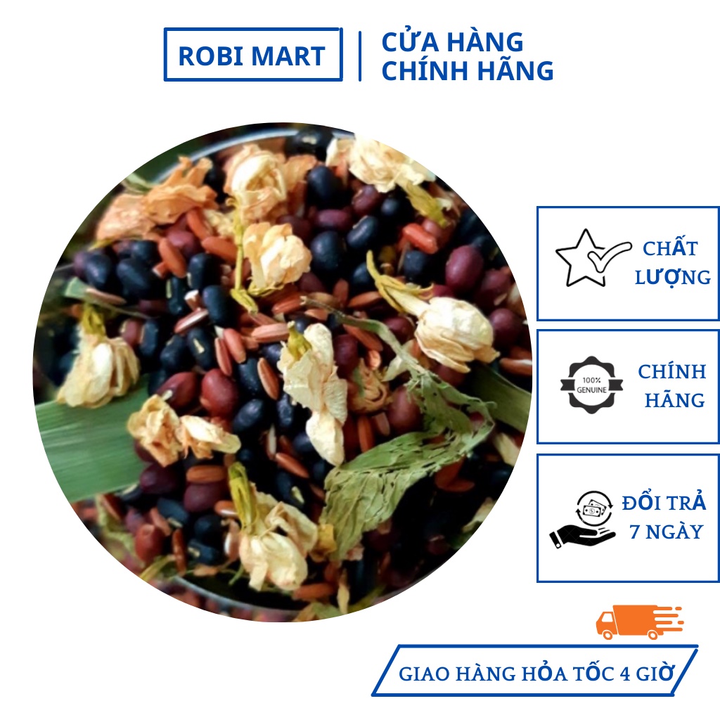 Set 30 gói trà gạo lứt thảo mộc Robimart - Tặng bình thủy tinh 500ml