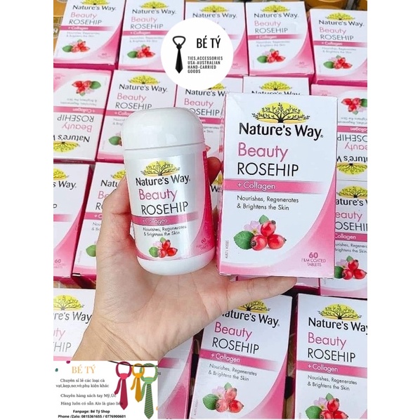 VIÊN UỐNG TRẮNG DA Nature's Way Beauty Rosehip + Collagen