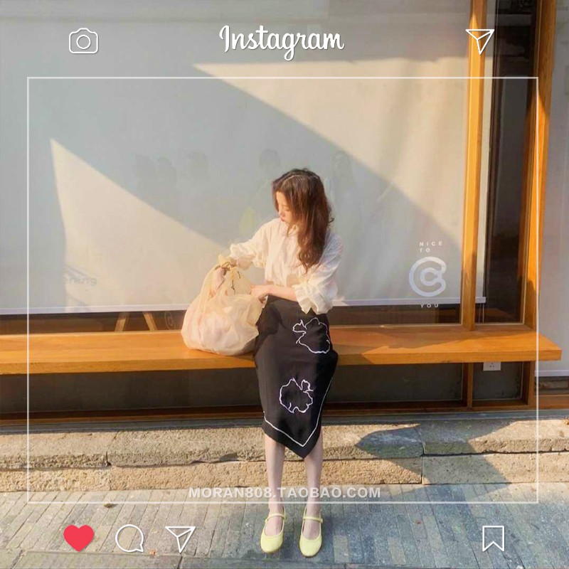 Chân váy dáng dài MORAN vạt chéo thiết kế phối viền trắng (ORDER) | BigBuy360 - bigbuy360.vn