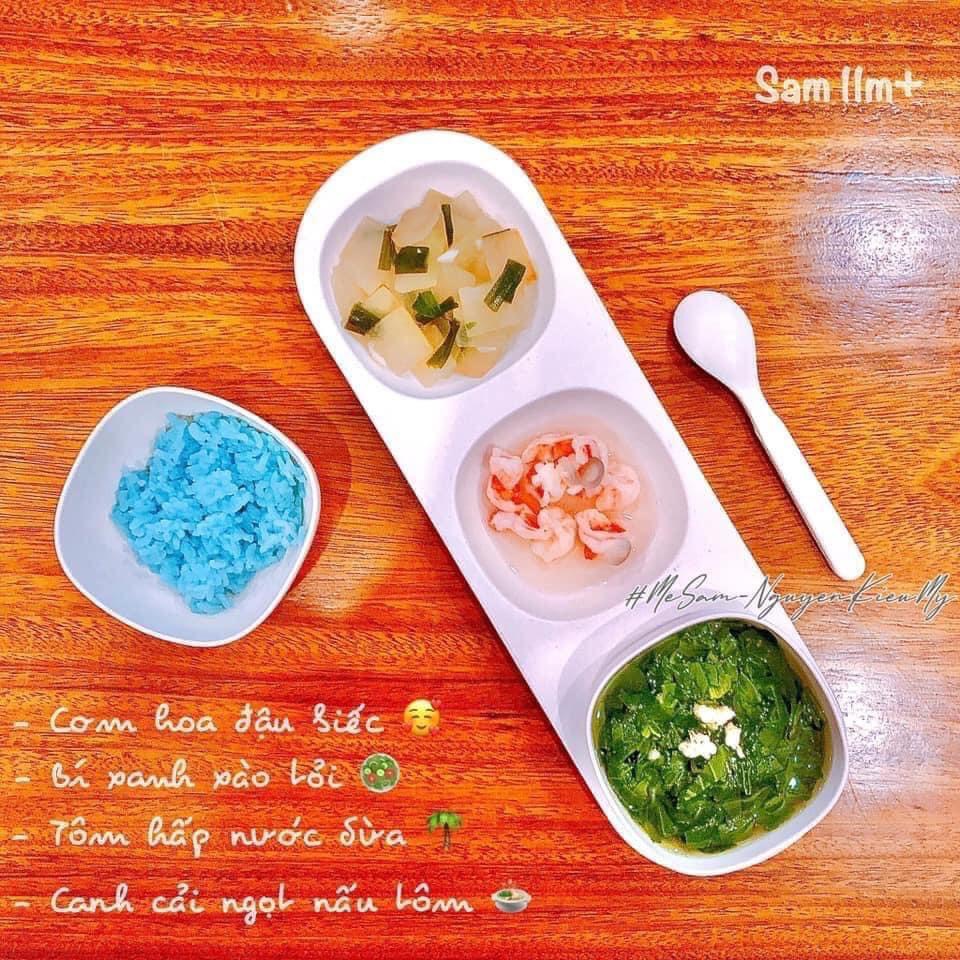 Khay 3 ngăn sợi tre nhiều màu sắc cho bé ăn dặm, siêu xinh