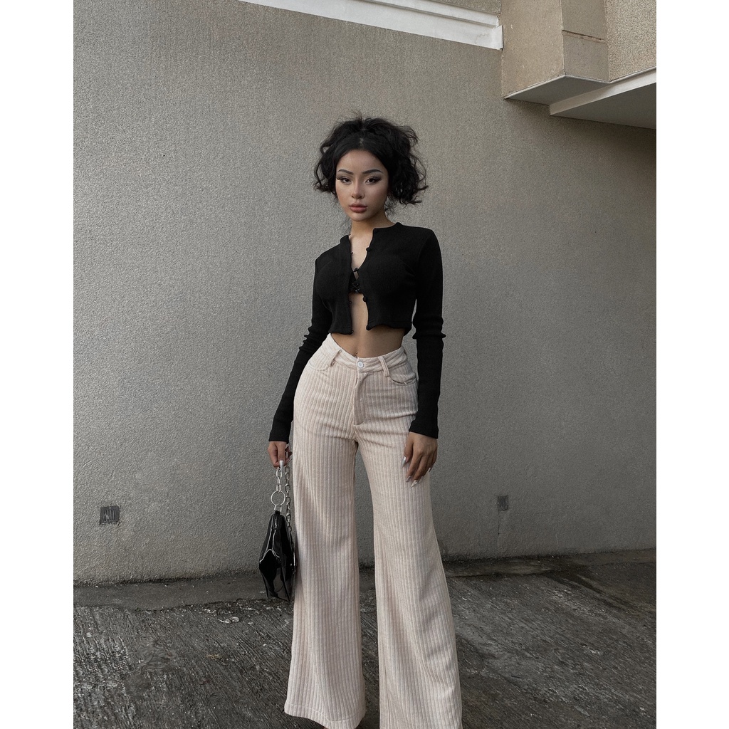 Áo crotop thun tay dài cài nút sexy NAR - BUTTON