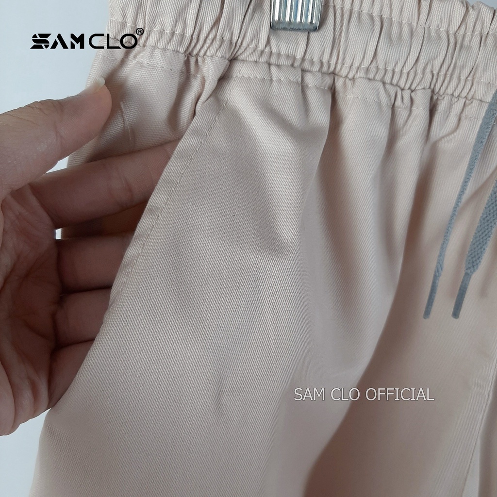 Quần đùi SAM CLO - Quần short Kaki nam nữ túi hộp phối dây dáng suông ống rộng