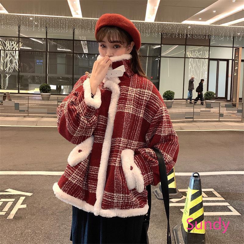 Áo khoác nhung dày dài tay thời trang mùa đông cho nữ