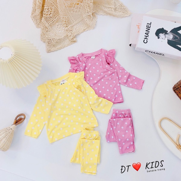 Bộ cánh tiên chất liệu len tăm cho bé gái, bộ nỉ dài tay cho bé gái