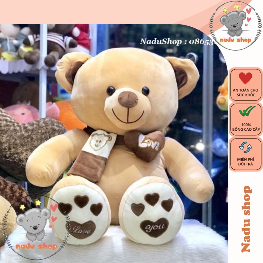 Gấu teddy khăn thêu - vải mịn cao cấp - NaduShop