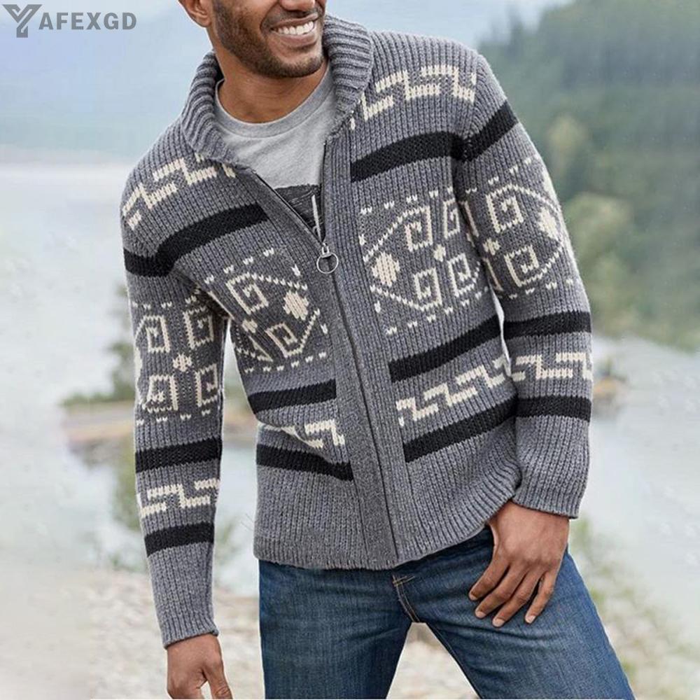 YAFEXGD&Men Mens Sweater Zip Up Knitwear Thick Full Zipper Men Warm Top Christmas#yafexgood