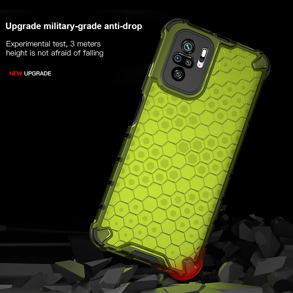 Ốp lưng Honeycomb Xiaomi Redmi siêu chống sock tổ ong Note 10 Pro 5G 10s Redmi 10 2022 9s 9 8 7 suốt chống sốc 4 góc