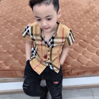 áo sơ mi bbr cộc tay cho bé trai