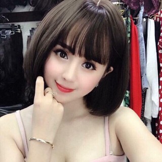 Ảnh thật-tóc giả nguyên đầu cup vic ngắn