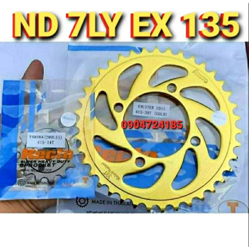 NHÔNG DĨA 415 7LY EXCITER 135 DĨA VÀNG 38T 39T NHÔNG 14T 15T 16T