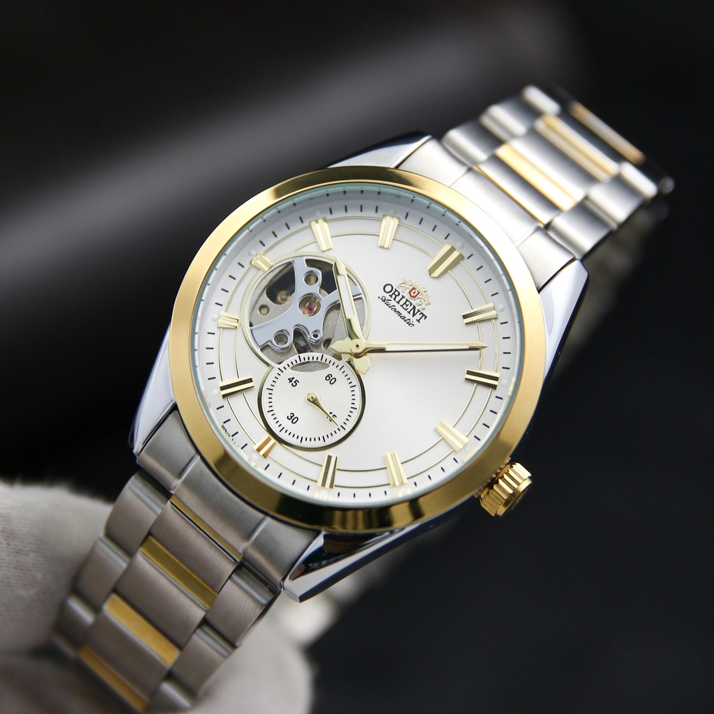 Đồng hồ cơ Nam Orient Automatic, đồng hồ nam dây thép viền thép cao cấp. phong cách sang trọng