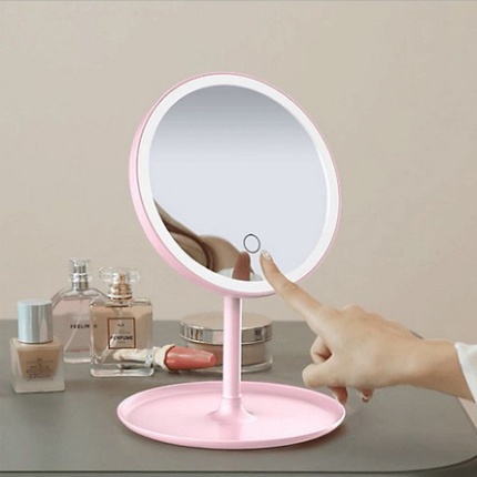 Gương Để Bàn Trang Điểm Có Đèn Led Cảm Ứng 3 Chế Độ Ánh Sáng Gương MakeUp