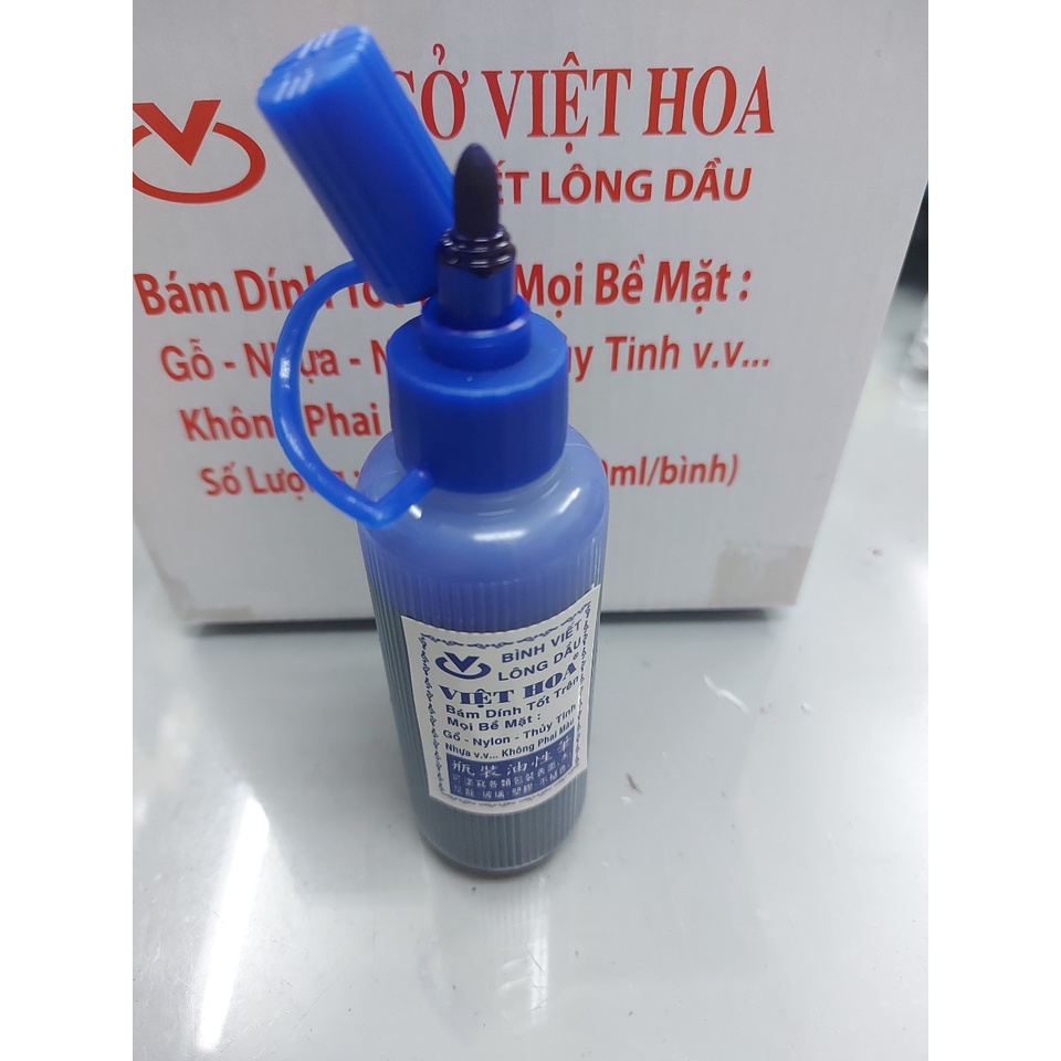 Combo 5 chai Viết bình mực lông dầu Việt Hoa viết lên nhựa kim loại ...