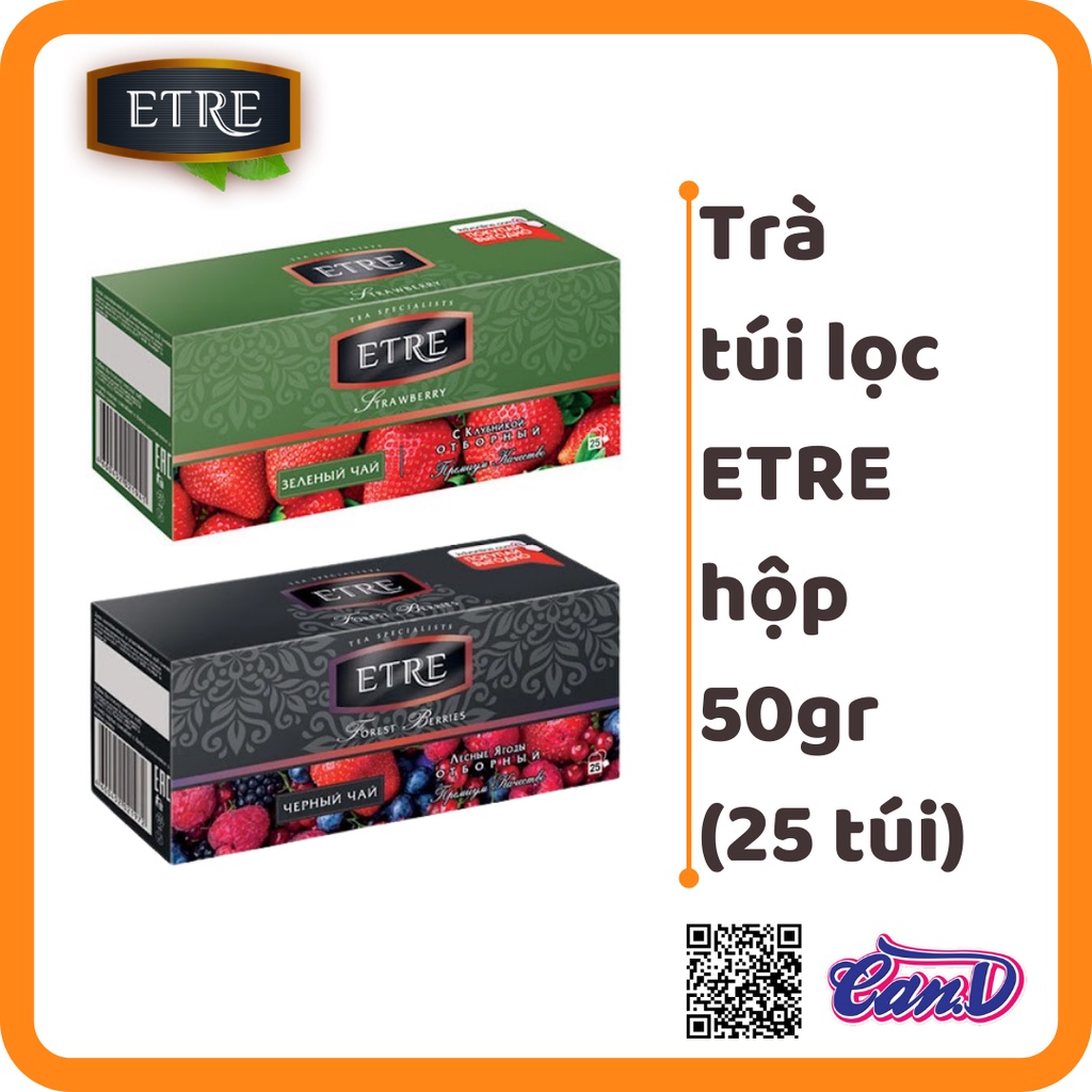 (5 vị) Trà túi lọc ETRE hộp 50gr (25 túi)