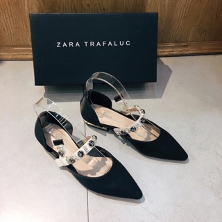 Giày bệt zara lụa quai đá fullbox