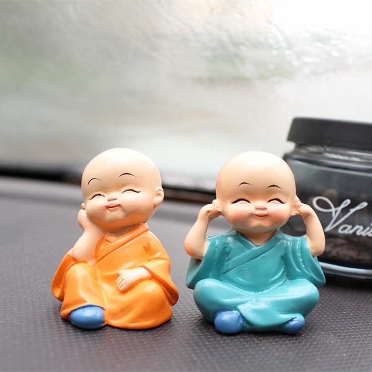 Bộ tượng chú tiểu tứ không để bàn làm việc, trang trí tiểu cảnh