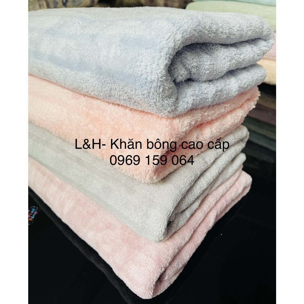 Khăn tắm lông cừu, mẫu kẻ, Kt 70x140cm