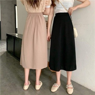 chân váy midi cạp cao lưng chun 708