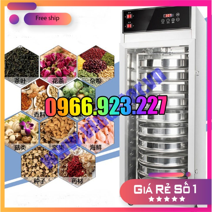 GIẢM GIÁ SẬP SÀN - Tủ sấy khô thực phẩm, dược liệu, hạt, hoa quả,... 10 khay tròn inox đường kính 30cm