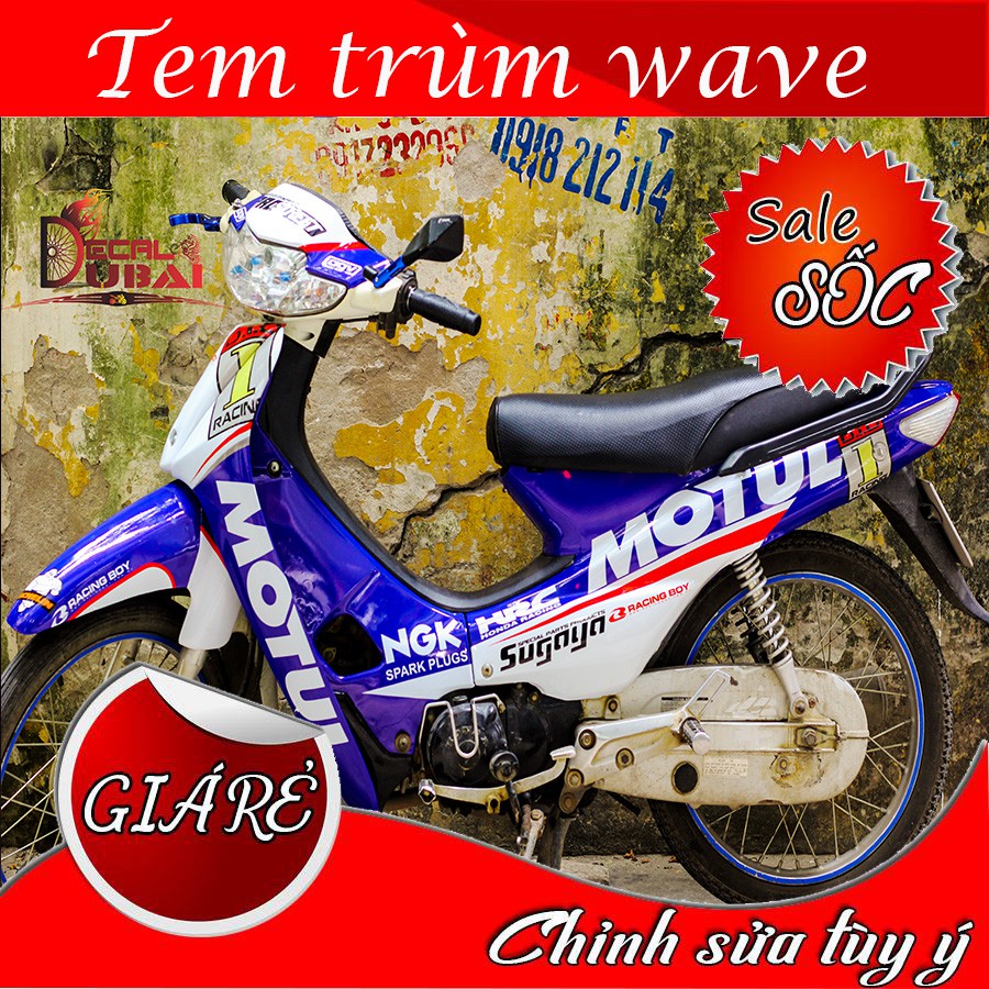 Tem Trùm Wave Xanh Trắng Motul 01