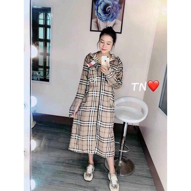 Áo chống nắng Nữ kẻ cao cấp dáng dài fullsize 45-60kg | BigBuy360 - bigbuy360.vn