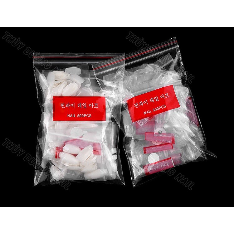 Móng úp thang ngắn form Hàn dẻo ôm fom 500 móng size từ 1 đến 10 (dạng túi)