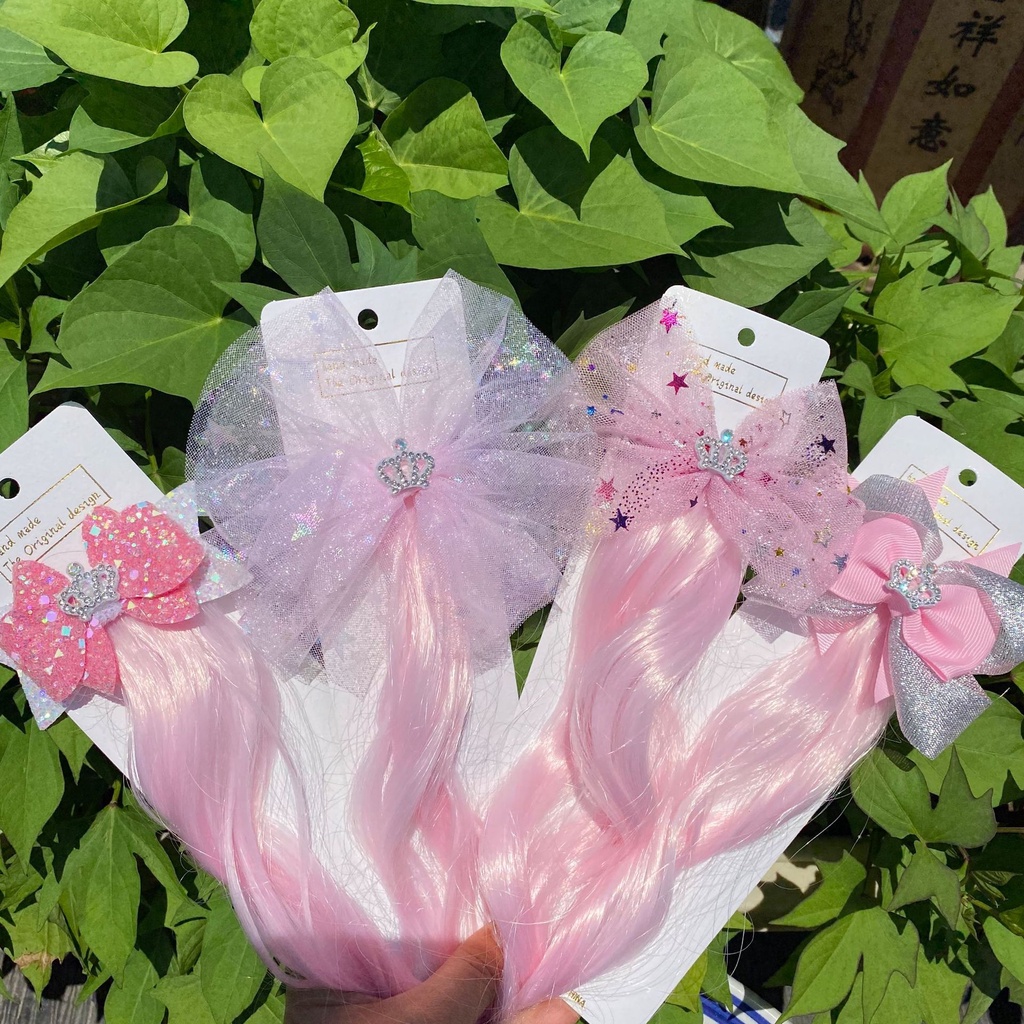 Tóc giả kẹp kiểu vương miện công chúa cho bé gái