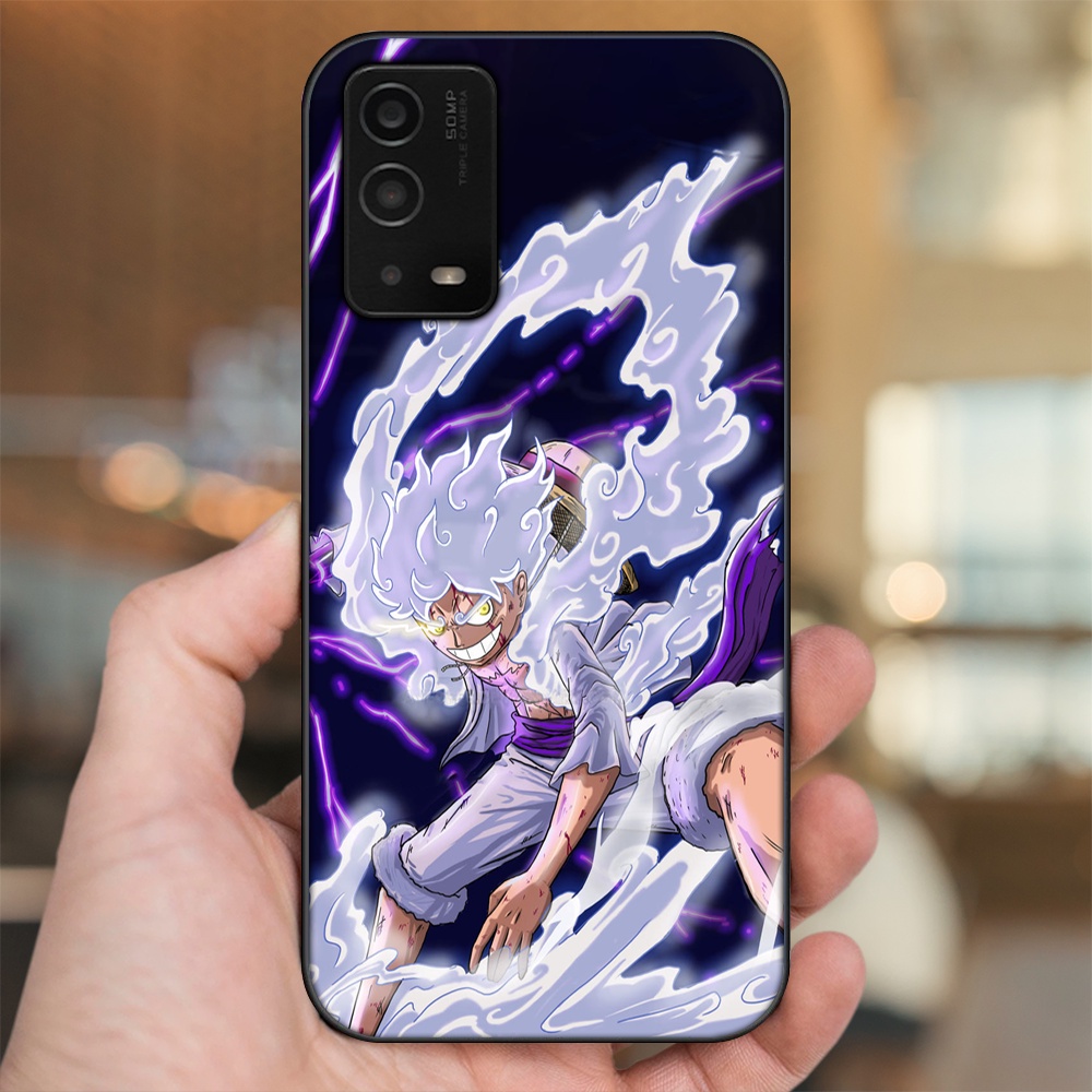 Ốp lưng Oppo A55 4G, A55 5G viền đen in hình Luffy One Piece