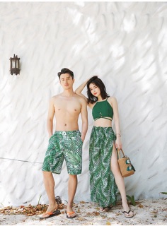 Set đồ bơi đôi hình lá cọ