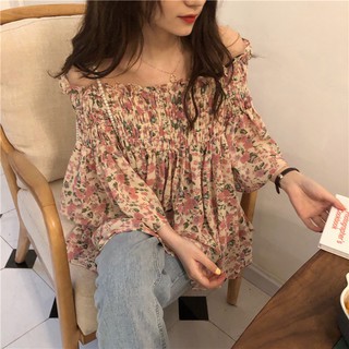 [ORDER CÓ ẢNH THẬT] Áo trễ vai hoa nhí