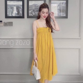 váy 2 dây chun ngực chất đũi 3 màu xinh xắn