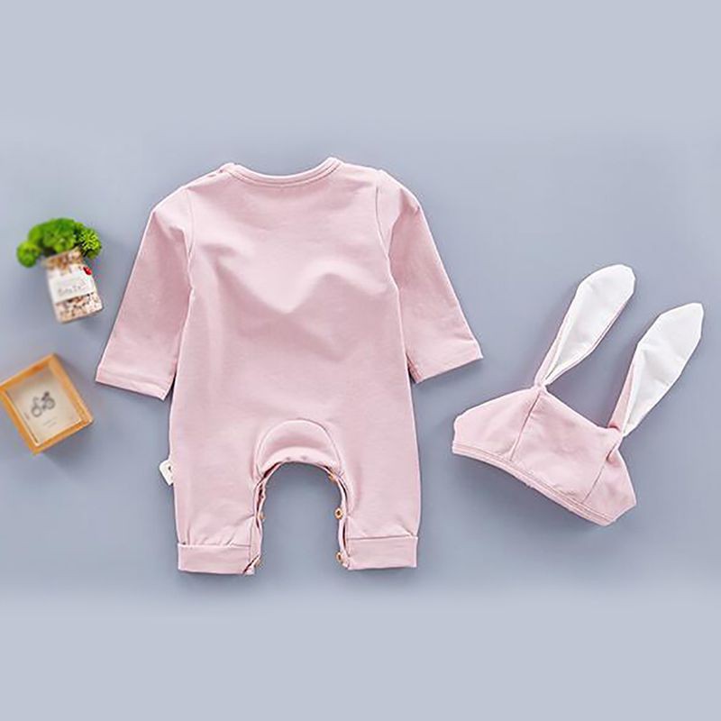 Bộ áo liền quần kèm nón tai thỏ dễ thương cho bé