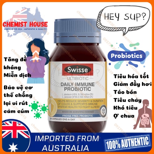 Men tiêu hóa lợi khuẩn nội địa Úc Swisse có mã unique check code - Swisse probiotics
