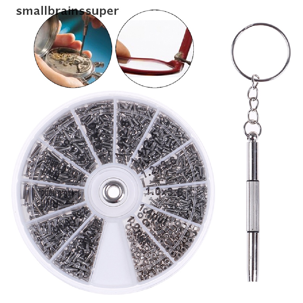 Hộp 600 ốc vít sửa chữa và tua vít nhỏ mới dành cho kính mắt đồng hồ