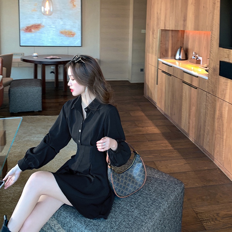 Đầm IELGY cổ bẻ phong cách Pháp sành điệu thời trang cho nữ