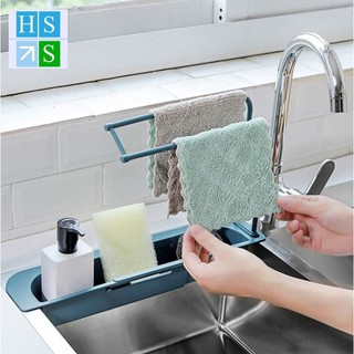 Khay để đồ rửa bát nhựa ABS , giá chứa đồ bồn bát đa năng , giá để rẻ rửa bát kéo dài ngắn tùy ý , tiện lợi