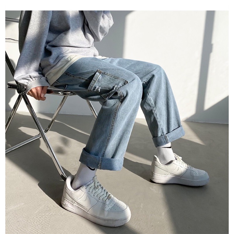 [CÓ BIG SIZE] Quần bò jeans ống rộng Ulzzang túi sườn streetstyle siêu chất ❤️ | BigBuy360 - bigbuy360.vn