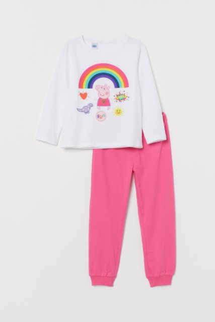 Bộ cotton dài tay HM cho bé gái 10-14kg