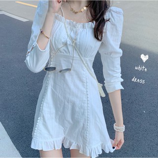 Đầm Chiffon Cổ Vuông Phối Tim