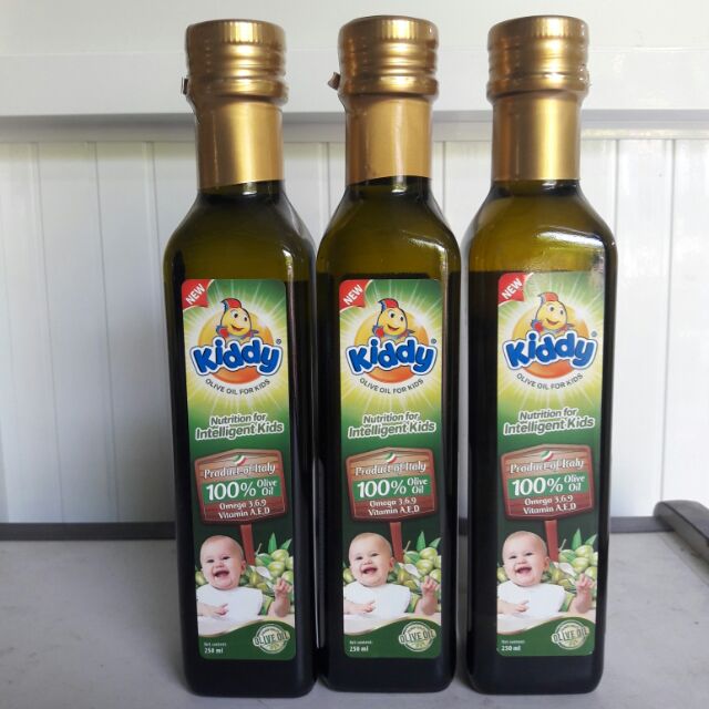 3 chai Dầu ăn Kiddy 100% Olive oil, dầu ăn dinh dưỡng cho bé 250ml/chai