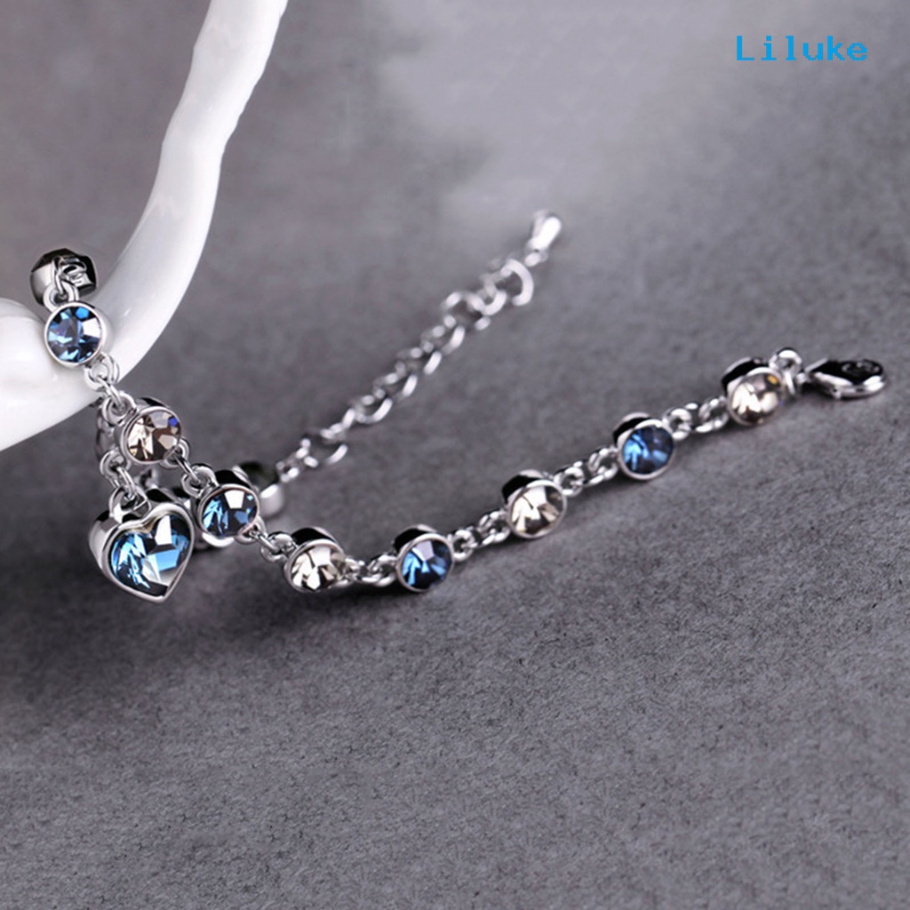 Vòng Tay Chuỗi Hạt Pha Lê Zircon Hình Trái Tim Cho Ngày Valentine